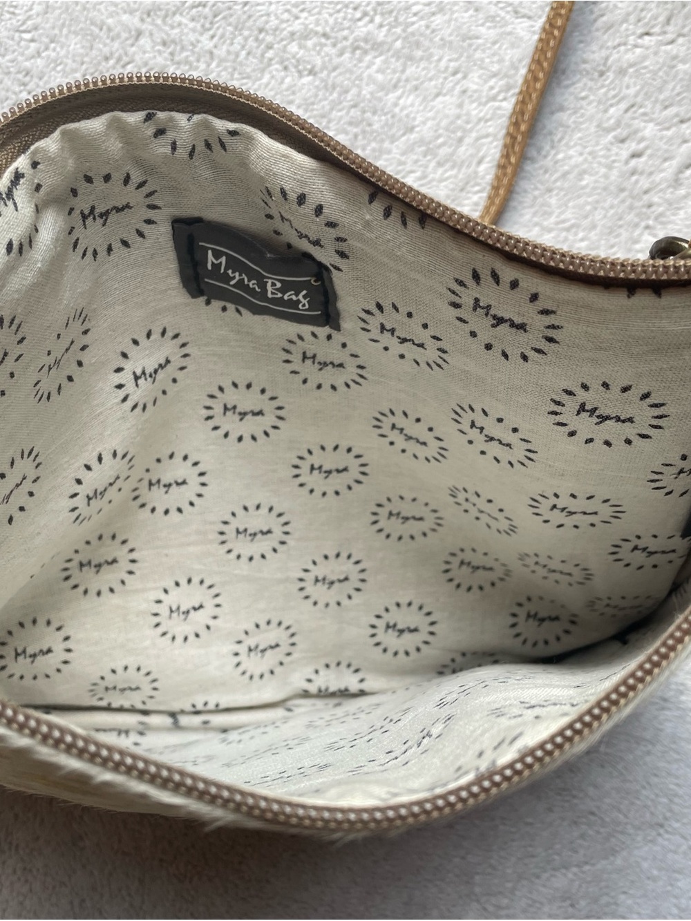 Myra Bag. Gold Speckled White Haircalf Crossbody - Picture 2 of 2